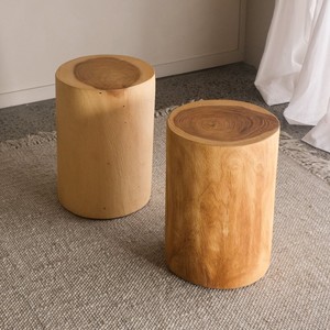 Taburete de madera cilíndrico al por mayor, precio económico, mesa auxiliar de tronco natural sólido, soporte para plantas, pedestal, sostenible, directo de fábrica - Product Image 2