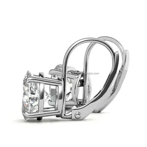 Lujo clásico tornillo trasero 18K Vvs corte ovalado Moissanite solitario Stud pendientes 925 pendientes de plata esterlina para mujer