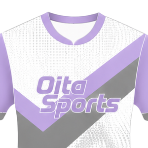 Maillot de rugby à manches courtes gris blanc lavande, col rond, graphique, performance athlétique, vêtements de sport d'équipe, entraînement, match, maillot de rugby - Product Image 3