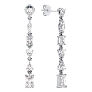 REYES Nouveauté Boucles d'oreilles pendantes en or 14 carats avec moissanite taille radiant de 2,81 carats, élégant cadeau de mariage, bijoux raffinés pour femmes - Product Image 3