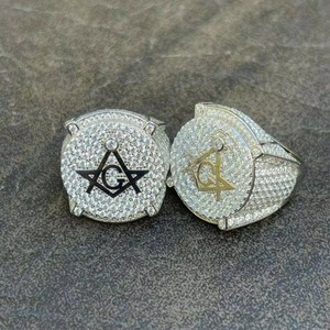 Wholesale Top Quality Sterling Silver <b>Iced</b> out Moissanite Diamond Hip Hop Style Yellow Silver Plated Unisex <b>Ring</b> - Product Image 3