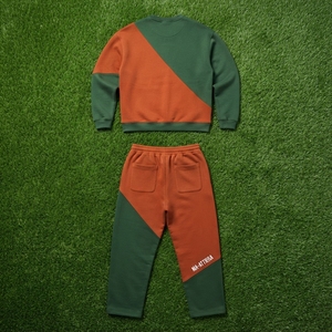 ชุดเสื้อสเวตเชิ้ตคอกลมสีสันตัดกันพร้อมกางเกงขายาวสีเขียวส้ม สไตล์ลำลองแนวสตรีทแวร์ ชุดเข้าชุด รับสกรีนโลโก้ - Product Image 6