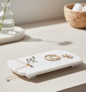 Premium White Marble Serving Tray Luxury Decorative Display Tray Best Selling Tabletop Accent for Living Room Tableware Portable - Product Image 3