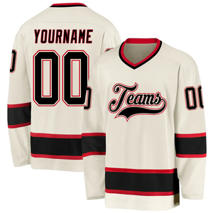Maillot de hockey sur glace personnalisable avec logo d'équipe, impression par sublimation, col en V, unisexe, manches longues, respirant, polyester, vêtements pour adultes, anti-UV - Product Image 1