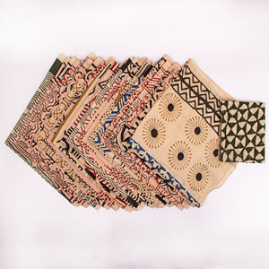 Venta al por mayor de accesorios para el cabello vintage hechos a mano de lujo, ecológicos, de algodón Bagru, juego de bandanas naturales, promocionales para viajes de verano - Product Image 4