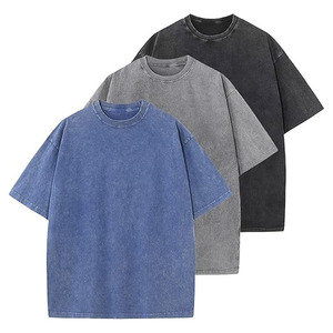เสื้อยืดคอตตอน 100% ทรงวินเทจ 220 กรัม แบบสวมใส่สบาย สไตล์คัสตอม คอกลม สีพื้น หนา คุณภาพดี เสื้อฮิปฮอป - Product Image 1