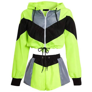 Conjunto Corto de Chaqueta y Pantalones Cortos Cortavientos para Hombre, de Nailon, con Contraste de Color - Product Image 6