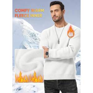 Pulls en maille personnalisés pour hommes, automne-hiver 2025, col rond classique, manches longues, coupe ajustée, doux et confortable, en polaire - Product Image 3