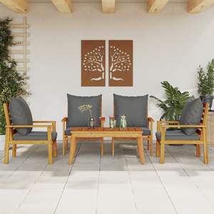 Conjunto de Muebles de Jardín de Madera de Acacia Gris Oscuro con Tela 100% Poliéster - Product Image 1