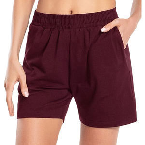 Shorts en molleton côtelé pour femme, tissu texturé, taille haute, poches latérales, cordon de serrage, taille élastique, coupe décontractée, vêtements d'hiver - Product Image 1