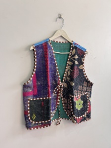 Women Vintage <b>Kantha</b> Waistcoat <b>Jacket</b> Unisex Sleeveless Cotton <b>Kantha</b> <b>Jacket</b> with Pockets Breathable Waistcoat for Women - Product Image 4