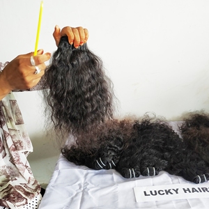 วิกต่อผมมนุษย์แบบลอนหยิกทรงหลวมทำจาก100% แนวอินเดียนสีธรรมชาติผู้ผลิตแบบดิบๆ - Product Image 4