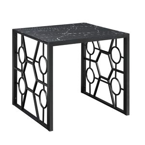 Set di 3 Tavolini Occasionali Moderni Neri con Piano in Vetro Temperato Effetto Marmo per Soggiorno - Product Image 6