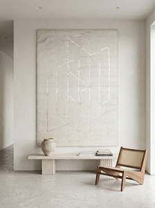 Modern Handmade Tibetan Wool <b>Rug</b> Ivory Geometric <b>Abstract</b> Thick Latex Backing Luxury Minimalist Area <b>Rug</b> for Wholesale - Product Image 4
