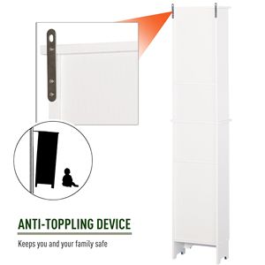 Mobiletto Moderno a 3 Ripiani in PVC Bianco e MDF Acrilico, Design Semplice per Risparmiare Spazio in Bagno, Camera da Letto, Hotel - Product Image 6