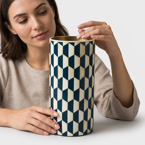 Nouvel Arrivage 2026 – Pot de Fleurs de Qualité avec Incrustation de Nacre, Vase, Jardinière, Pot de Fleurs avec Incrustation d'Os / Vases en Résine Incrustée - Product Image 1
