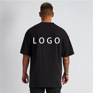 Men's Oversized Black T-Shirt With <b>White</b> Logo Front Print Short Sleeve O-Neck Casual Jersey Cotton <b>Tee</b> - Product Image 5