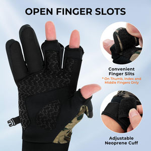 Guantes de pesca sin dedos con protección UV50+ personalizados al por mayor, ajustables y elásticos con agarre superior en la palma. - Product Image 5