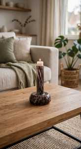 Support à bougie décoratif en verre avec couvercle, design côtelé transparent noir, résistant à la chaleur, pot vide pour décoration intérieure et centre de table - Product Image 6