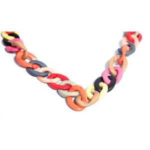 Collier chaîne en résine colorée pour femme, collier à maillons en résine multicolore, bijou tendance et imposant - Product Image 2