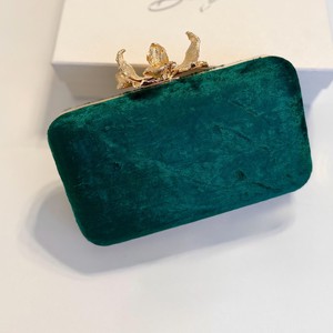 Jewelry bag Case with Gold Floral Embroidery and Magnetic <b>Snap</b> Closure green colour packaging bag - Product Image 2
