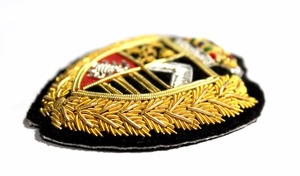 Parche de escudo bordado personalizado, insignia para coser, tela con hilo dorado, patrón irregular, aplicación decorativa para prendas - Product Image 3