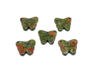 Natural Unakite Butterfly Pendant Handcrafted <b>Crystal</b> Butterfly Charm for Jewelry Making - Product Image 3