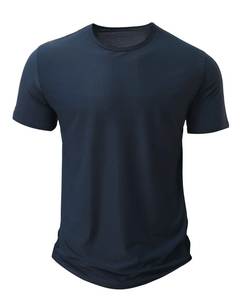 T-shirt uni pour homme, 180 grammes, teinture unie, respirant, séchage rapide, col rond, manches courtes, tricoté, vêtement décontracté, fitness - Product Image 5