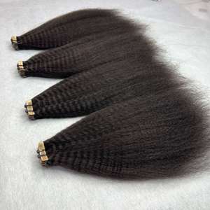 CDYHAIRVN 40 pièces Extensions de cheveux naturels à bandes invisibles, Boucles Jerry, Lisse crépu, Lisse Yaki, Texture épaisse, Double tirage, 100% - Product Image 1