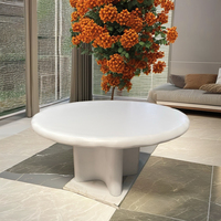 Table basse ronde minimaliste en résine avec base irrégulière, design moderne pour la maison, l'appartement, le salon