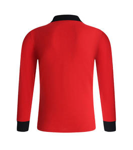 Polo de manga larga naranja para hombre con ribete en contraste y bolsillo en el pecho, corte regular, estilo casual, tejido de punto. - Product Image 5