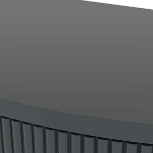 Tavolo Console Demi-Luna Artigianale con Motivo a Onde, Finitura Grigio Scuro Unico, Design a Mezzaluna, Tavolino con 2 Vani Portaoggetti per Casa e Hotel - Product Image 4
