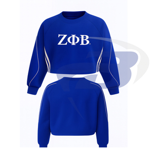 Zeta phi Beta zpb sorority เสื้อสเวตเชิ้ตสีขาวแบบครอปสำหรับเสื้อสเวตเตอร์สีขาวปักลาย - Product Image 1