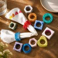 Anneau de serviette rond traditionnel en résine époxy fait main, étanche, pour décoration de table de mariage, noms personnalisés, cadeau - Meilleure vente