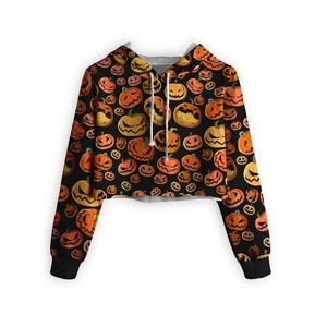 Sudadera Corta Color Turquesa con Diseño Frontal con Estampado Artístico, Manga Regular, Tejido de Punto, Estilo Urbano Otoñal - Product Image 4