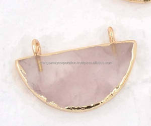 <b>Cushion</b> Cut & Trillion Gemstone 27x13mm Size Faceted Earring Pendant Connector Trendy 925 Sterling Silver Gold Plated Jewelry - Product Image 2