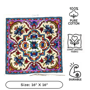 Funda de Almohada Bohemia Bordada a Mano con Hilo Aari de Cachemira, 16 Pulgadas, Algodón Sostenible, Ecológica, de Lujo, Duradera, con Cierre de Cremallera - Product Image 3