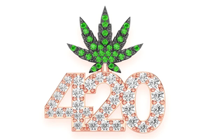 Pendentif 420, pendentif feuille, bijoux feuille, pendentif cannabis, pendentif glacé, pendentif hip hop, pendentif de luxe, moissanite - Product Image 2