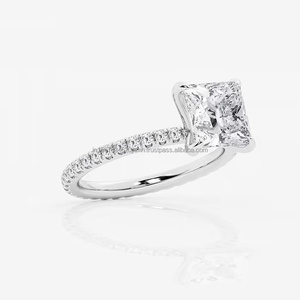 Anillo de Diamantes Princesa Dorado, Joyería de Lujo para Compromiso/Boda, Diamante Cultivado en Laboratorio IGI/GIA, Blanco, Unisex, para Regalos y Fiestas - Product Image 4