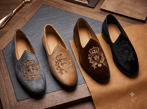 Chaussures élégantes pour homme, brodées, style Sherwani, semelle extérieure en cuir véritable, antidérapantes, respirantes, pour occasions décontractées en extérieur - Product Image 1