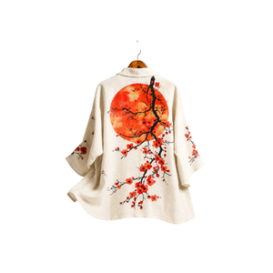 Women's Traditional Floral And <b>Red</b> Moon Embroidery Kimono/Kaftan Short Sleeve Loose Fit Cotton Ethnic Wholesale Women's Wear - Product Image 1
