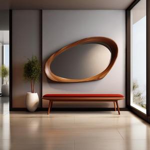 Grand miroir mural en bois pour restaurant, miroir mural en bois pour décoration intérieure commerciale, accessoire de miroir suspendu en gros - Product Image 3