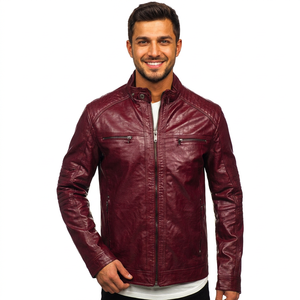 Clush Autumn Winter <b>Men's</b> Streetwear Zipper Leather <b>Jacket</b> Custom Made Stand Collar <b>Long</b> Sleeve Cotton Filled High Quality - Product Image 5