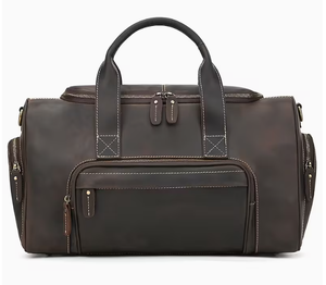 Leather Duffel <b>Bag</b> Vintage Travel Gym Weekender Overnight <b>Bag</b> <b>Large</b> Capacity Zipper Shoulder Handbag Handmade Leather <b>Bag</b> - Product Image 2
