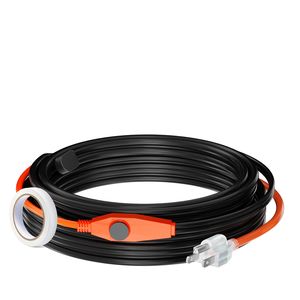 Câble chauffant pour tuyaux de 30 pieds (7W/FT) avec thermostat intégré, isolation FEP étanche, fil de protection pour tuyaux en PVC et métaux nus - Product Image 1