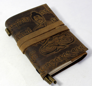 Nuevo Diseño, Diario de Cuero con Tapa Dura, 90 Hojas, con Grabado de Escritura Budista en el Bolsillo Delantero y Soporte Oculto para Bolígrafo, con Inserciones de Papel - Product Image 2