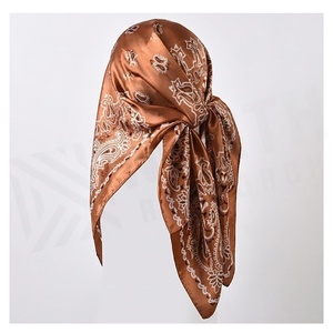Women's <b>Square</b> <b>Silk</b> <b>Scarf</b> Brown Paisley Print Elegant Multi-Functional Fashion Accessory All Seasons - Product Image 3