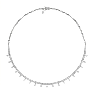 Collier tennis élégant Eternal Dew avec diamants de laboratoire et diamants naturels, en argent sterling 9KT 10KT 14KT 18KT, bijoux pour femmes - Product Image 1