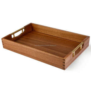 Bandeja de madera de excelente calidad y alto estándar, bandeja de hoteles grandes de forma Rectangular, plato para servir camareros, bandeja para servir comida, vaso de agua - Product Image 3