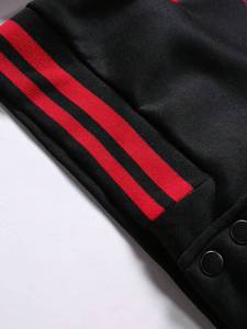 Black Red College Baseball Hooded Quilted <b>Jacket</b> Unisex Warm 100% Cotton Varsity Style Outerwear Zipper Front Breathable - Product Image 3